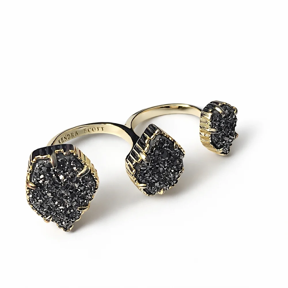 Kendra Scott Druzy Double Ring & Fashion Black pink rhinestone drop earrings